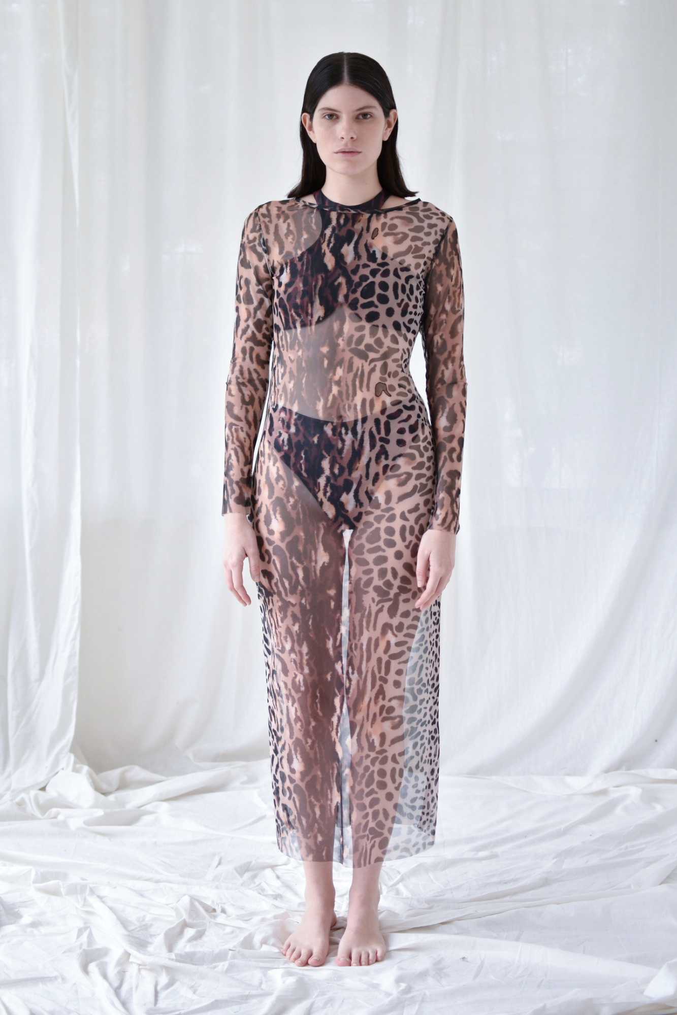Tuenkarön Long Sleeve Mesh Dress Long